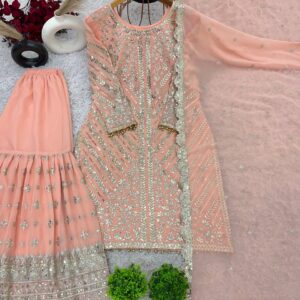 Presenting New Designer Party Wear Look Top-Plazzo and Dupatta With Heavy Embroidery Work